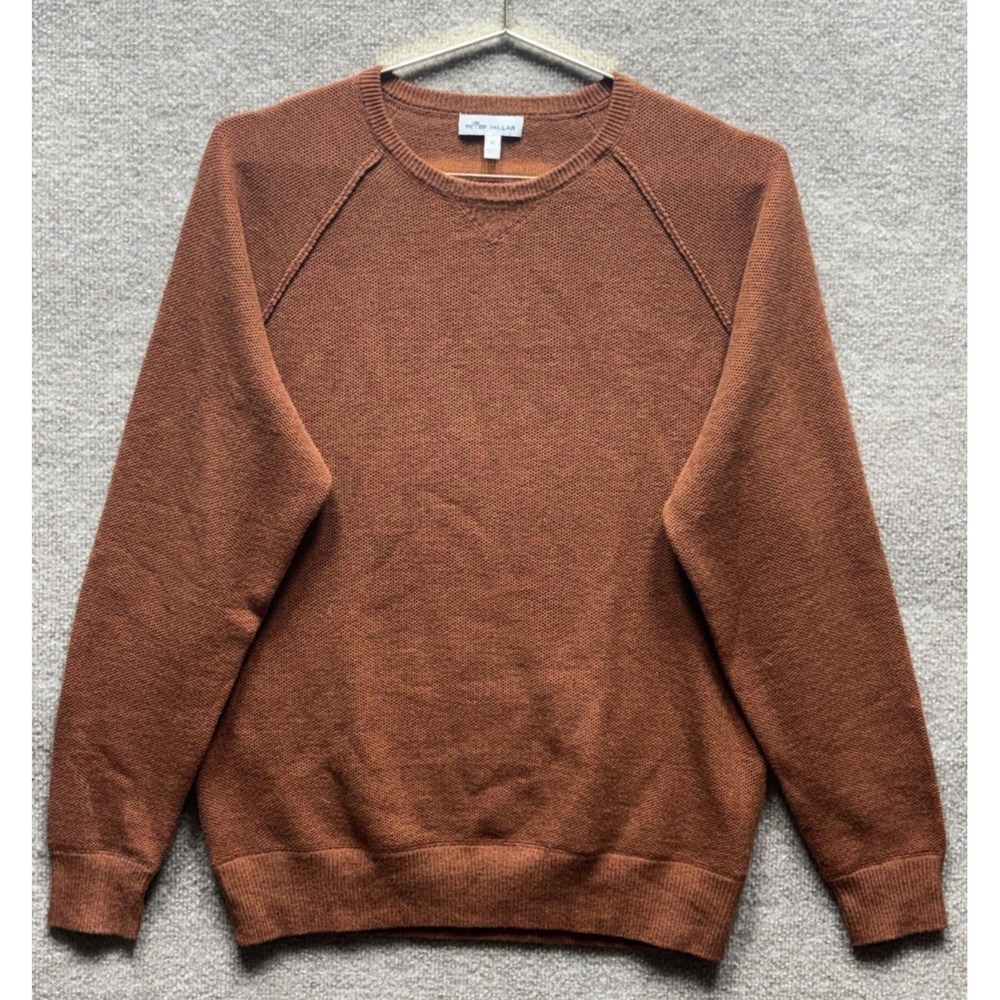 PETER MILLAR Crown Men's Cotton‎ Merino Honeycomb Crew Sweater Spice Medium NWOT